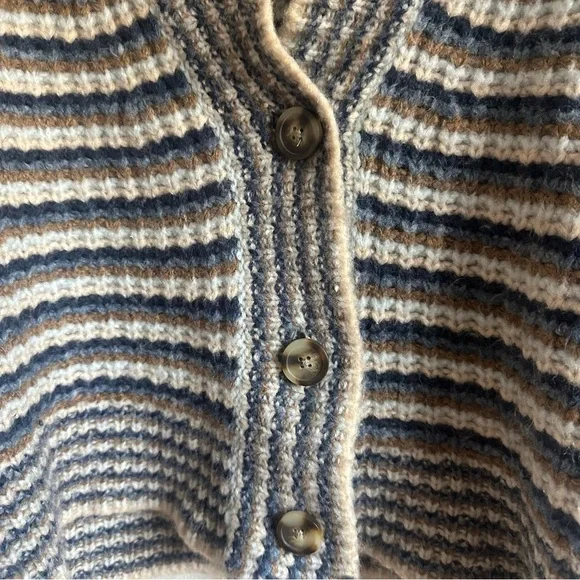 Madewell Waller Crop Cardigan Sweater Stripe Fuzzy Chunky Wool Blend XS - Picture 4 of 10